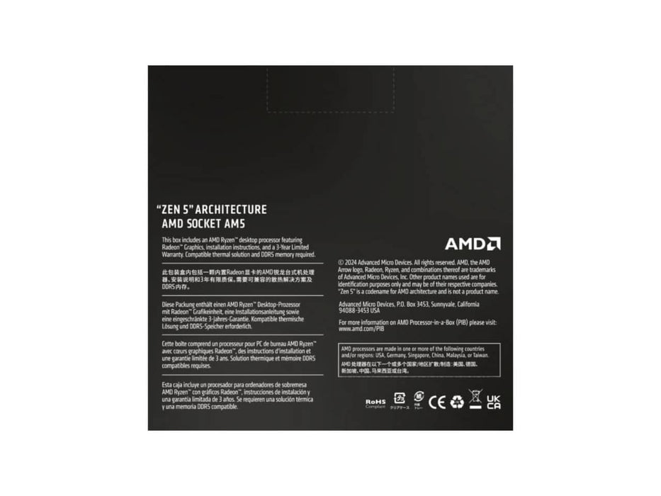 AMD Ryzen 5 9600X, AM5 Socket, Ryzen 5 9000 Series (Zen 5), Desktop Processor