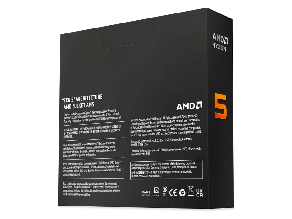 AMD Ryzen 5 9600X, AM5 Socket, Ryzen 5 9000 Series (Zen 5), Desktop Processor