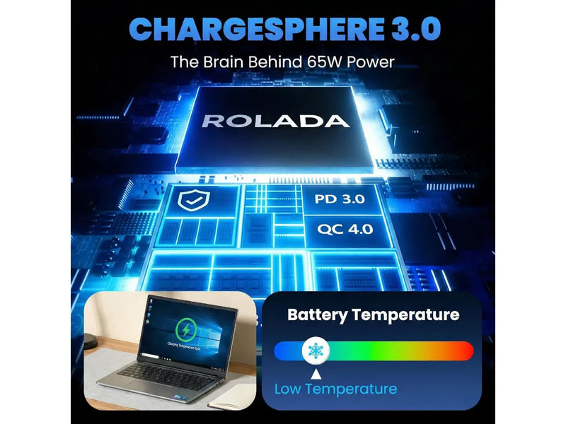 Rolada 65W Universal Laptop Charger, 15 Connectors, Supports Dell / HP / Lenovo / Acer / ASUS / Samsung / Toshiba