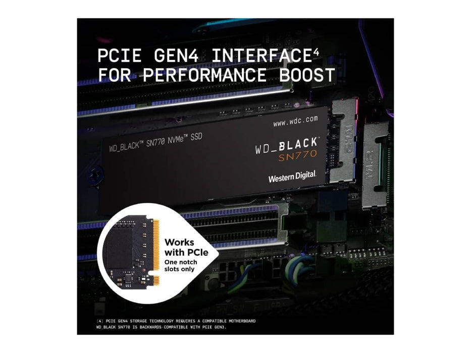 WD Black SN770 2TB NVMe M.2 2280 PCIe 4.0 Solid State Drive (SSD) - WDS200T3X0E