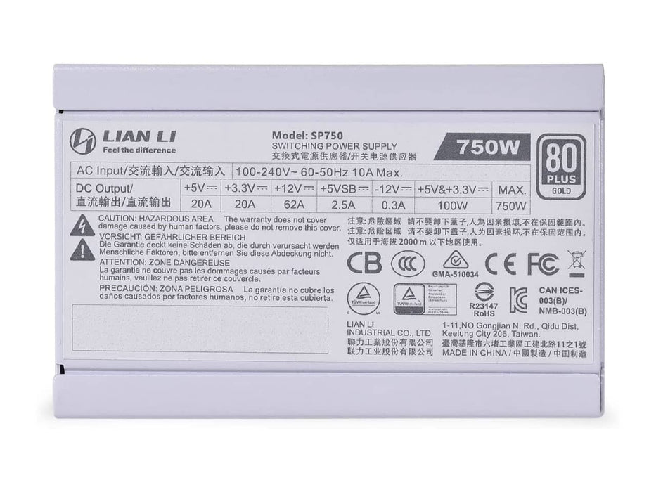 Lian Li SP 750W Power Supply, 80+ Gold, SFX, White