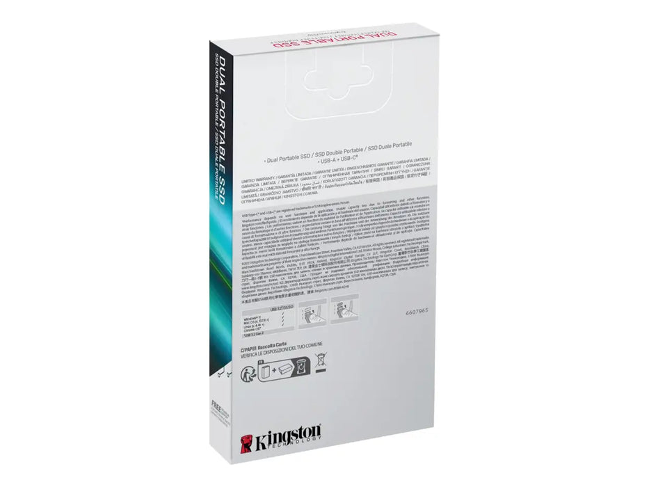Kingston 1TB Dual Portable SSD, USB-A / USB-C, USB 3.2 Gen 2
