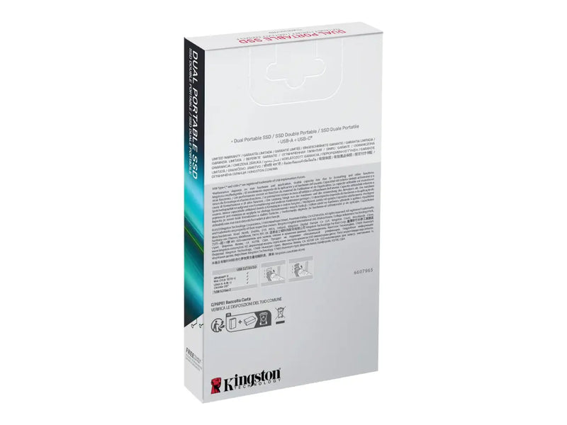 Kingston 2TB Dual Portable SSD, USB-A / USB-C, USB 3.2 Gen 2