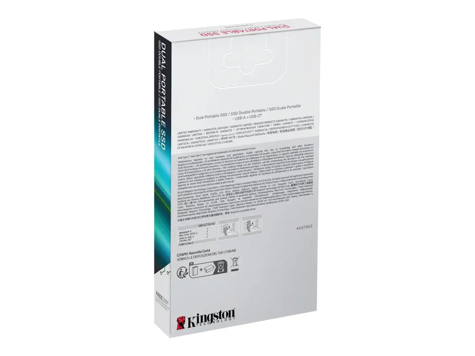 Kingston 2TB Dual Portable SSD, USB-A / USB-C, USB 3.2 Gen 2