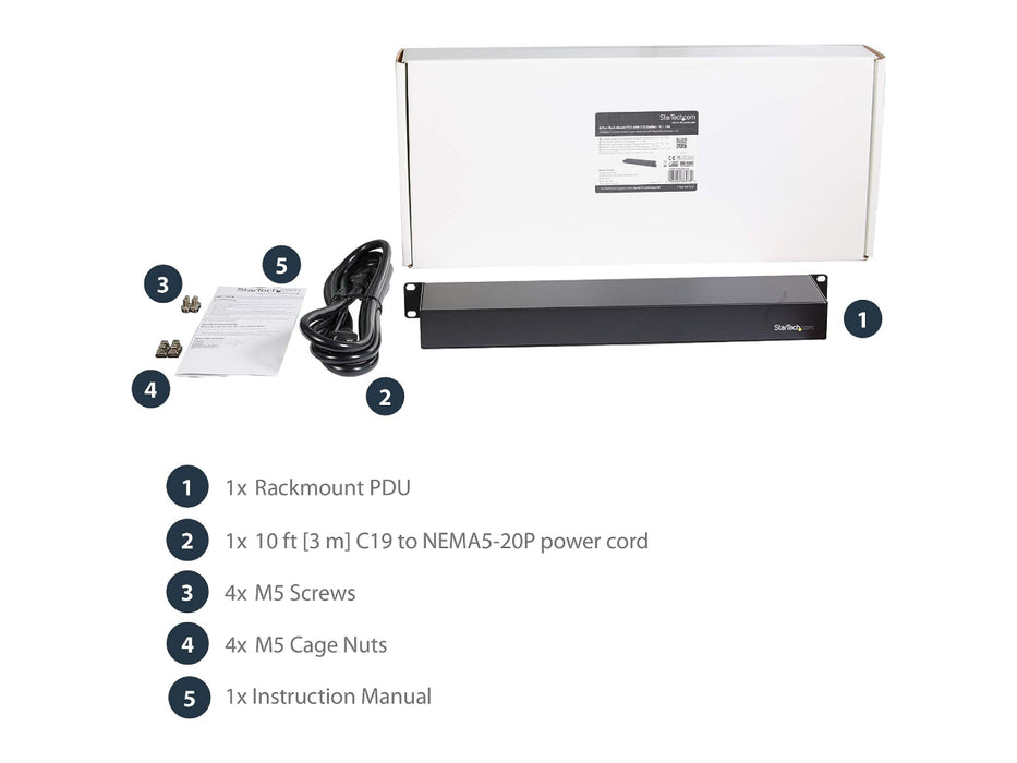 PDU MONTAGE EN RACK STARTECH 8 PORTS (13 PRISES, 1U, 16A)