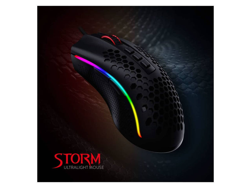 Redragon Storm M808 Wired RGB Gaming Mouse, Honeycomb Shell, Black