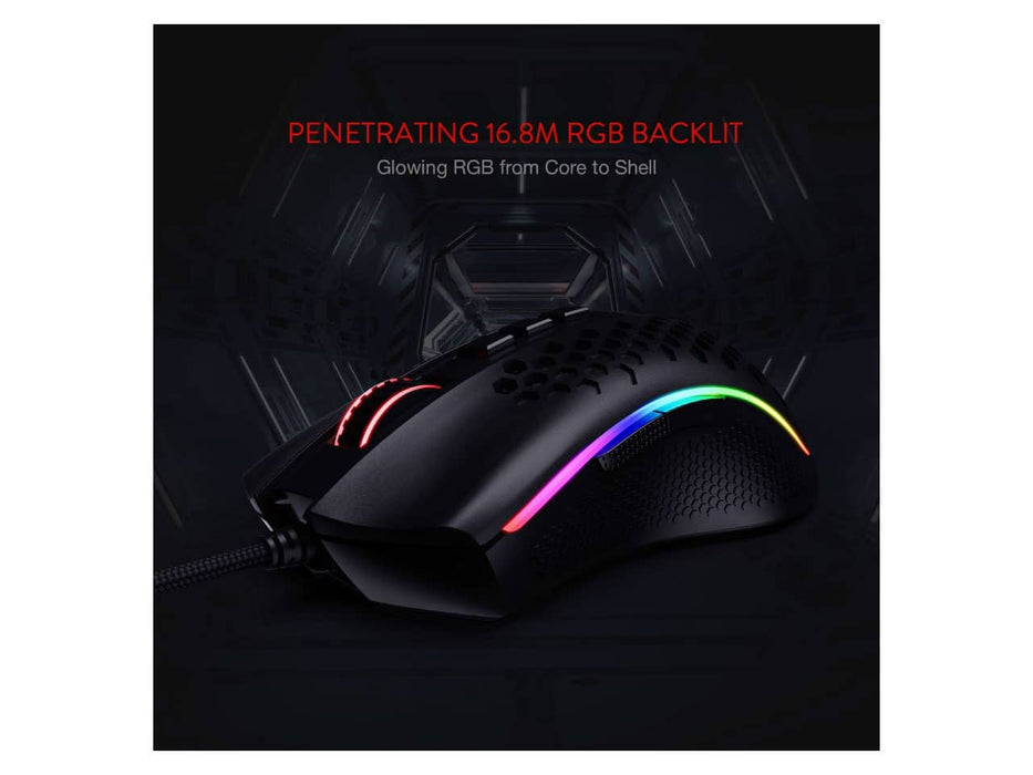 Redragon Storm M808 Wired RGB Gaming Mouse, Honeycomb Shell, Black