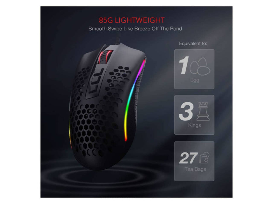 Redragon Storm M808 Wired RGB Gaming Mouse, Honeycomb Shell, Black