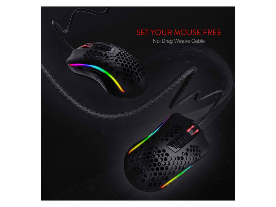 Redragon Storm M808 Wired RGB Gaming Mouse, Honeycomb Shell, Black