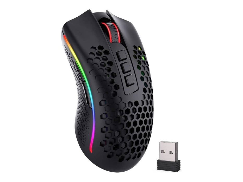 Redragon M808 Storm Pro Wireless Gaming Mouse, RGB, Honeycomb Shell, Black