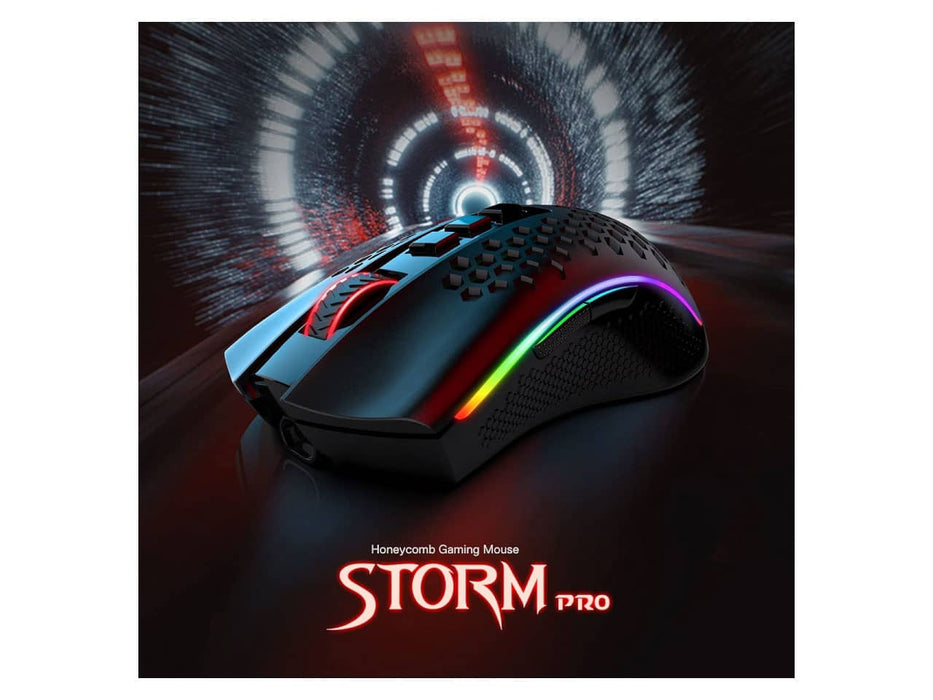 Redragon M808 Storm Pro Wireless Gaming Mouse, RGB, Honeycomb Shell, Black