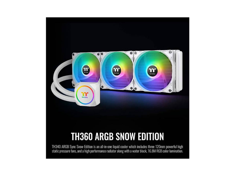 Thermaltake TH360 Snow Edition ARGB 360mm AIO CPU Liquid / Water Cooler (Intel & AMD Sockets) CL-W302-PL12SW-B