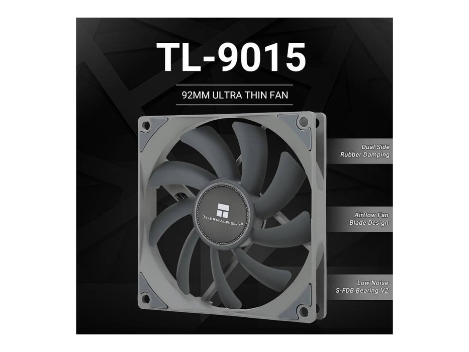 Thermalright Ultra Thin 90MM PWM CPU Cooler and Case Fan, 2700RPM, 4pin PWM, Black (TL-9015)
