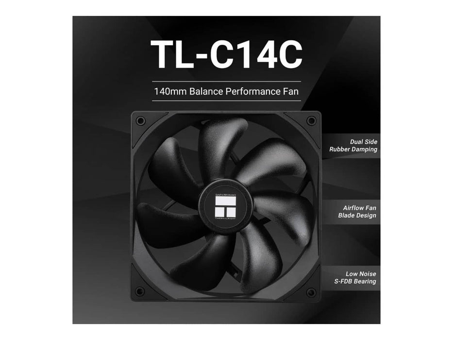 Thermalright TL-C14C 140mm High Performance Case Fan, 1500RPM, 4-pin PWM, Black