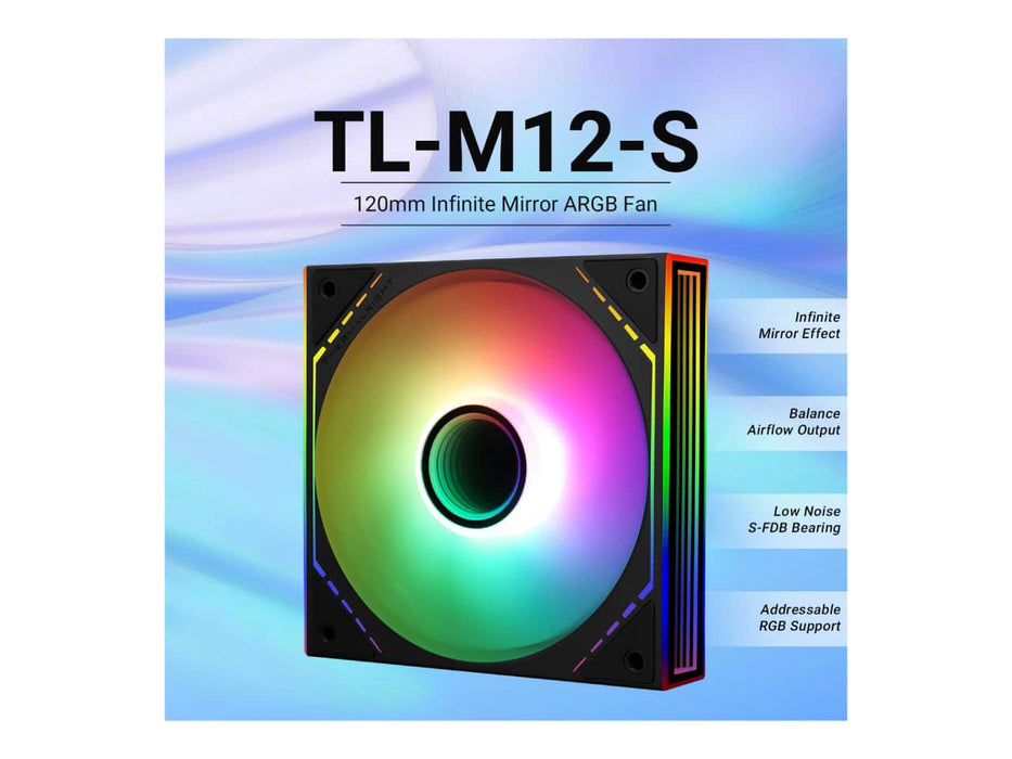 Thermalright 120mm ARGB Case Fan, Mirror Light Effect, 4pin PWM, Black (TL-M12-S)