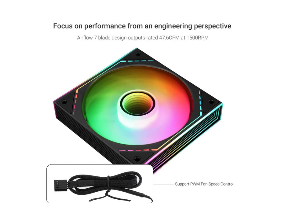 Thermalright 120mm ARGB Case Fan, Mirror Light Effect, 4pin PWM, Black (TL-M12-S)