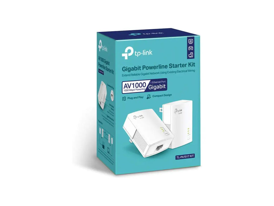TP-Link Powerline Ethernet Adapter Starter Kit, AV1000 Gigabit Port, Ethernet Over Power (TL-PA7017 KIT)