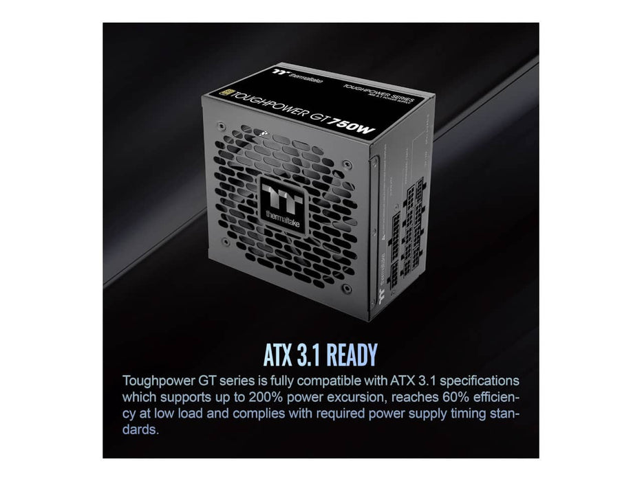 Thermaltake Toughpower GT 750W Power Supply (750W, 80 Plus Gold, Fully Modular) - PS-TPT-0750FNFAGU-3