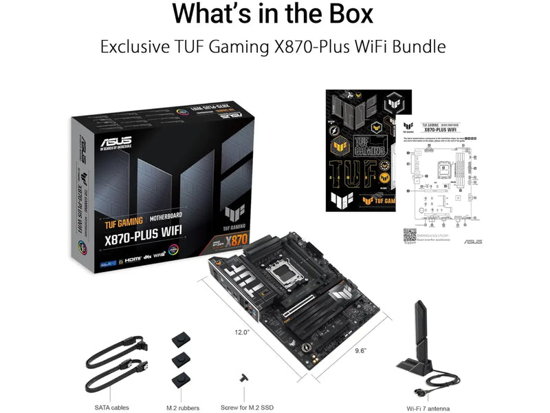 ASUS TUF Gaming X870-Plus WiFi ATX Motherboard, AMD AM5 Socket, ATX, Wi-Fi 7, DDR5
