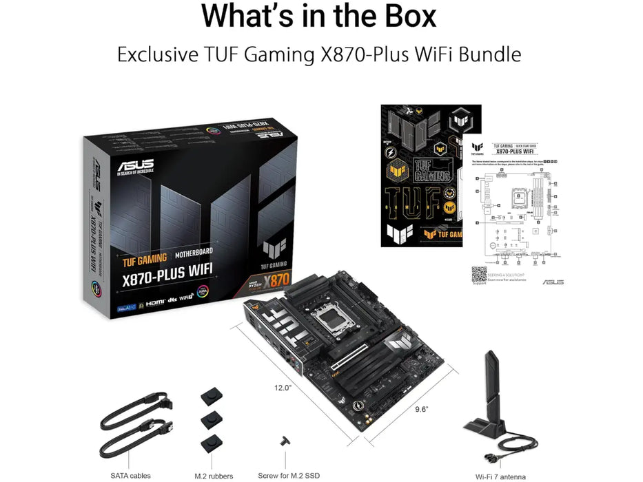 ASUS TUF Gaming X870-Plus WiFi ATX Motherboard, AMD AM5 Socket, ATX, Wi-Fi 7, DDR5
