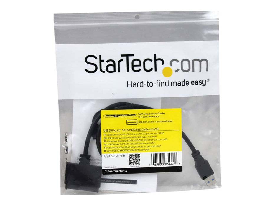 StarTech USB 3.0 to 2.5" SATA HDD / SSD Adapter Cable, Hard Drive Reader