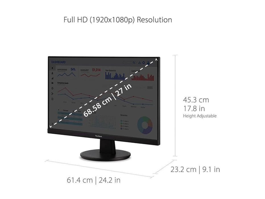 Viewsonic VA2747-MH 27" FHD (1920x1080) 75Hz 5ms Blue Light Filter Monitor