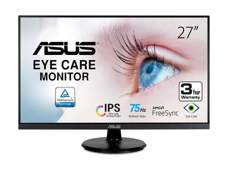 ASUS 27" FHD 1080p Eye Care Monitor, 27-inch, FHD (1920x1080), 75Hz, 5ms, IPS (VA27DQ)
