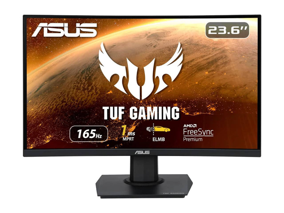 ASUS TUF Gaming VG24VQE Curved Gaming Monitor, 23.6" Full HD (1920 x 1080), 165Hz, Extreme Low Motion Blur, FreeSync Premium, 1ms (MPRT) Gaming Monitor