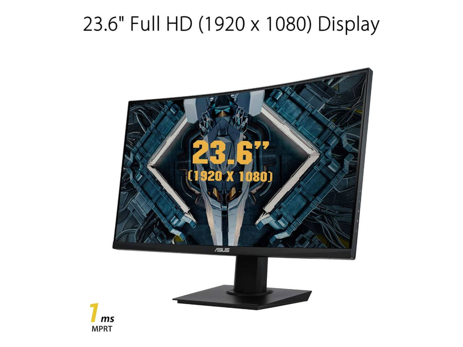 ASUS TUF Gaming VG24VQE Curved Gaming Monitor, 23.6" Full HD (1920 x 1080), 165Hz, Extreme Low Motion Blur, FreeSync Premium, 1ms (MPRT) Gaming Monitor