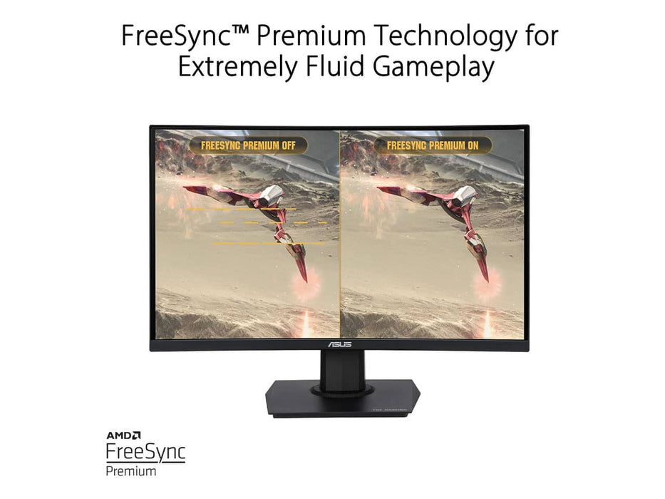 ASUS TUF Gaming VG24VQE Curved Gaming Monitor, 23.6" Full HD (1920 x 1080), 165Hz, Extreme Low Motion Blur, FreeSync Premium, 1ms (MPRT) Gaming Monitor