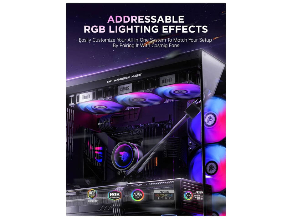 AsiaHorse WK-A360 ARGB (Pure Black) All-in-One CPU Liquid / Water Cooler, 360mm Radiator, 3x 120mm PWM Fans, Intel & AMD Sockets (Copy)