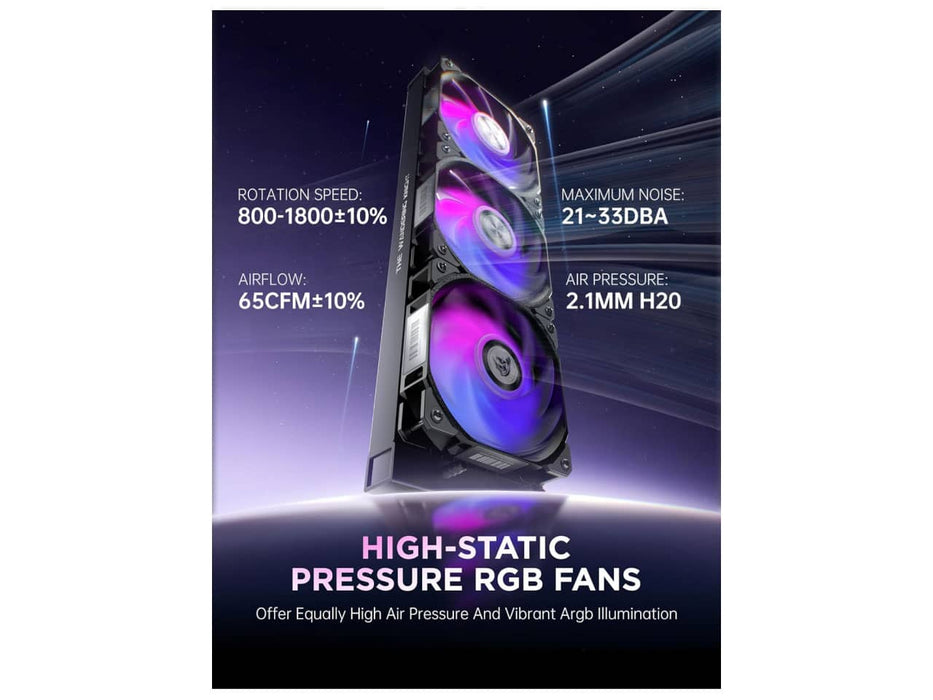 AsiaHorse WK-A360 ARGB (Pure Black) All-in-One CPU Liquid / Water Cooler, 360mm Radiator, 3x 120mm PWM Fans, Intel & AMD Sockets (Copy)