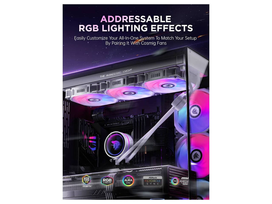 AsiaHorse WK-A360 ARGB (White) All-in-One CPU Liquid / Water Cooler, 360mm Radiator, 3x 120mm PWM Fans, Intel & AMD Sockets