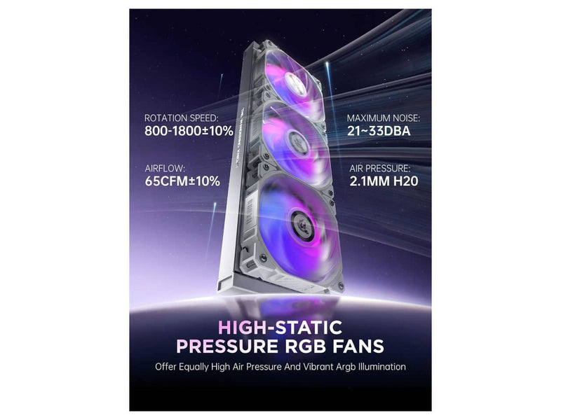 AsiaHorse WK-A360 ARGB (White) All-in-One CPU Liquid / Water Cooler, 360mm Radiator, 3x 120mm PWM Fans, Intel & AMD Sockets