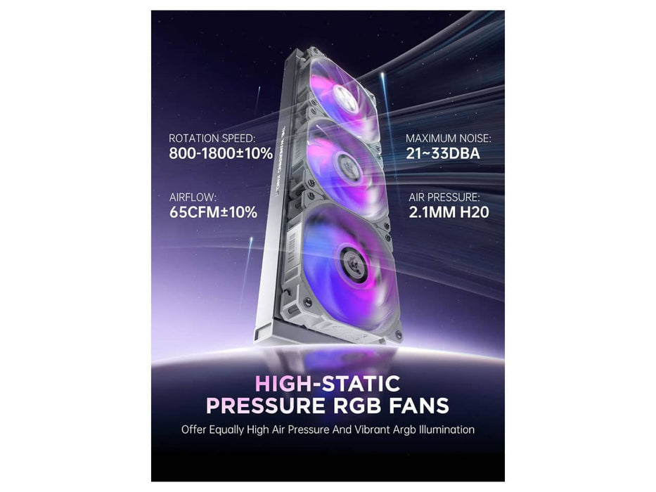 AsiaHorse WK-A360 ARGB (White) All-in-One CPU Liquid / Water Cooler, 360mm Radiator, 3x 120mm PWM Fans, Intel & AMD Sockets