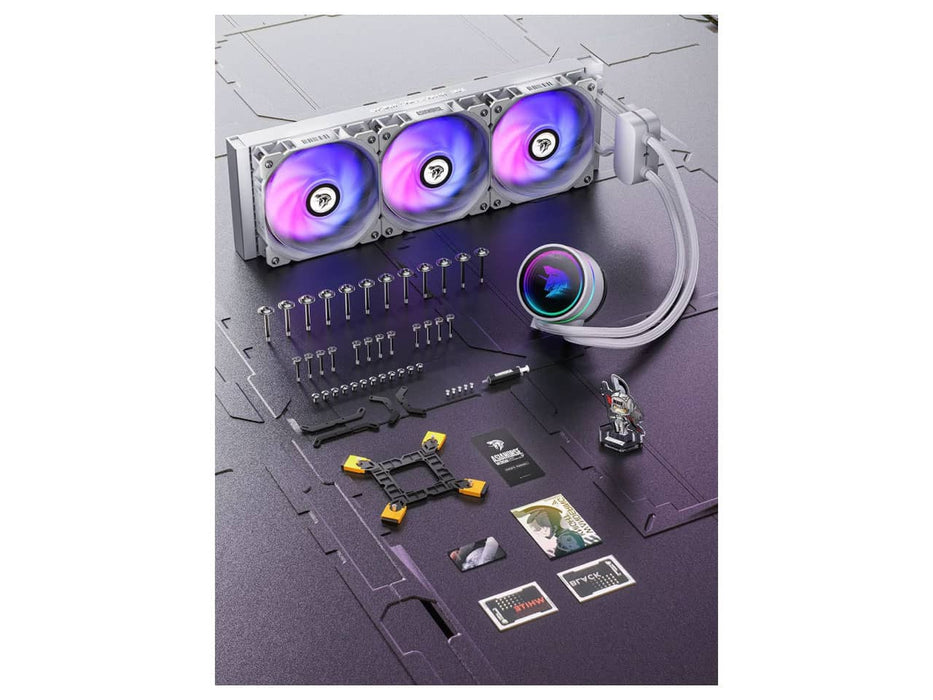 AsiaHorse WK-A360 ARGB (White) All-in-One CPU Liquid / Water Cooler, 360mm Radiator, 3x 120mm PWM Fans, Intel & AMD Sockets