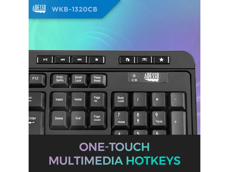 Adesso EasyTouch WKB-1320CB-FR Bilingual Wireless Desktop Keyboard and Mouse Combo, Black