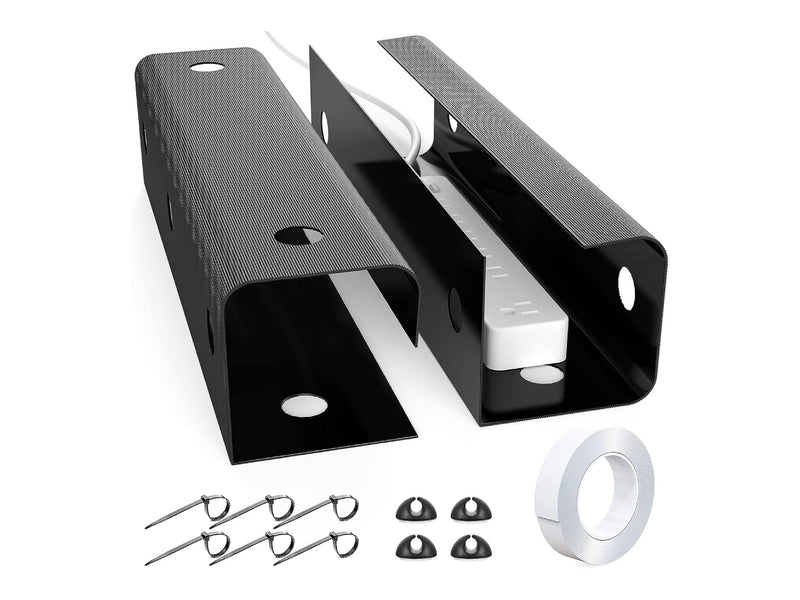 Yecaye Under Desk Cable Management Cable Tray (2-Pack, Black)
