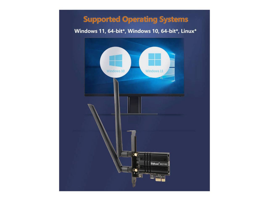 WiFi 6E AX5400 PCIe WiFi Card (Intel AX210), Up to 2400Mbps, Bluetooth 5.3, 802.11AX, Tri Band Wireless Adapter