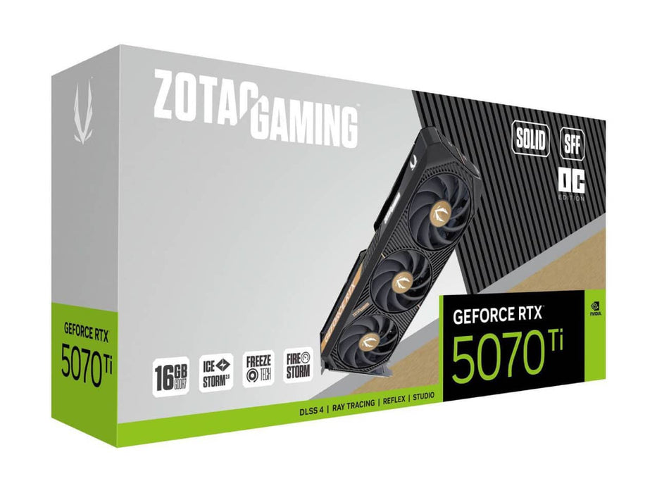 ZOTAC Gaming GeForce RTX 5070 Ti Solid SFF OC Graphics Card, 16GB GDDR7 (ZT-B50710J3-10P)