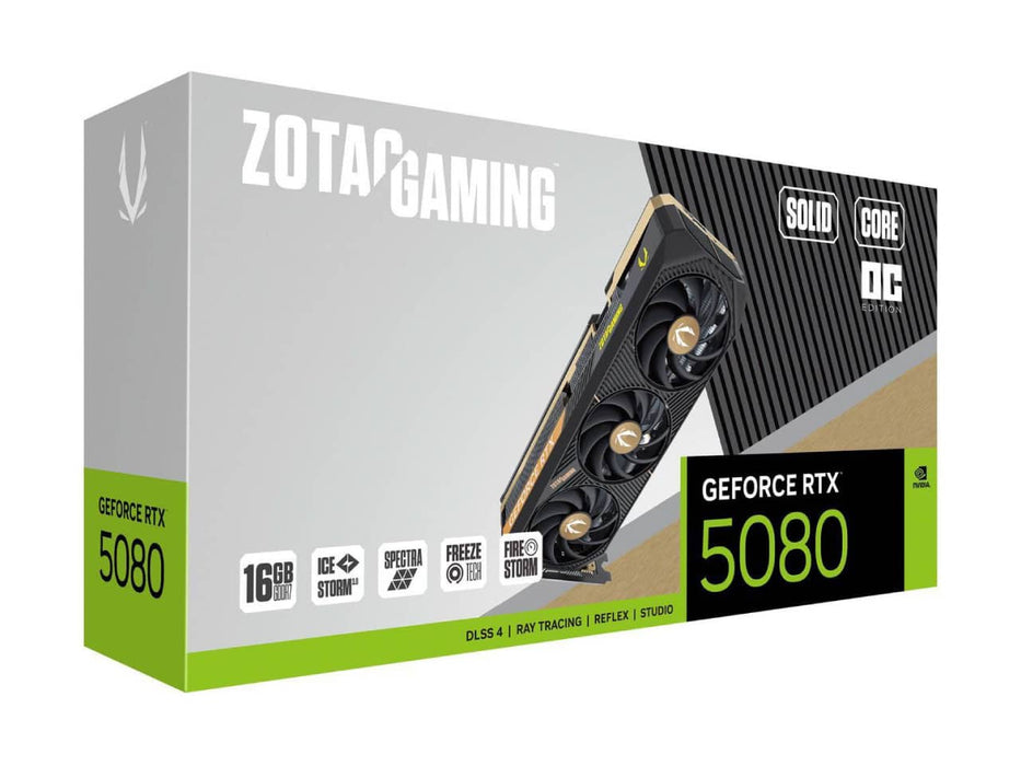 ZOTAC Gaming GeForce RTX 5080 Solid Core OC Graphics Card, 16GB GDDR7, (ZT-B50800J2-10P)