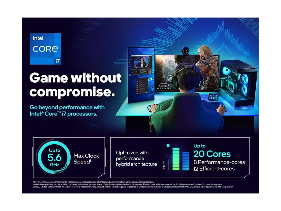 Intel Core i7-14700K, LGA 1700 Socket, 14th Gen i7, 20-Core, Intel UHD Graphics 770, Desktop Processor